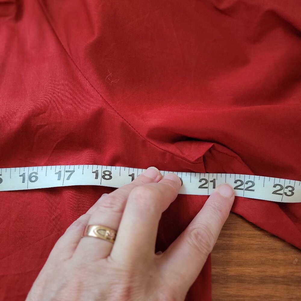 Alfani Terra Nova Cardinal Rouge Red V Neck Button Down Peasant Blouse - Picture 11 of 16